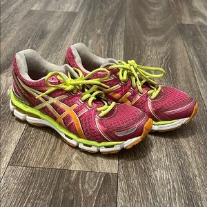 Asics Gel Kayano 19 Women's Size 8 Vibrant Pink and Lime Athletic Shoes